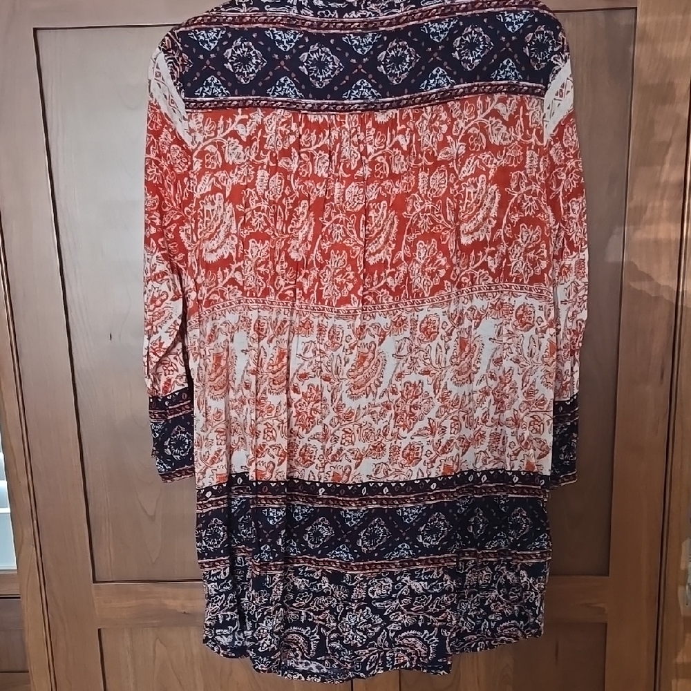 Bohemian Red and Blue Tunic Top - Picture 2 of 6